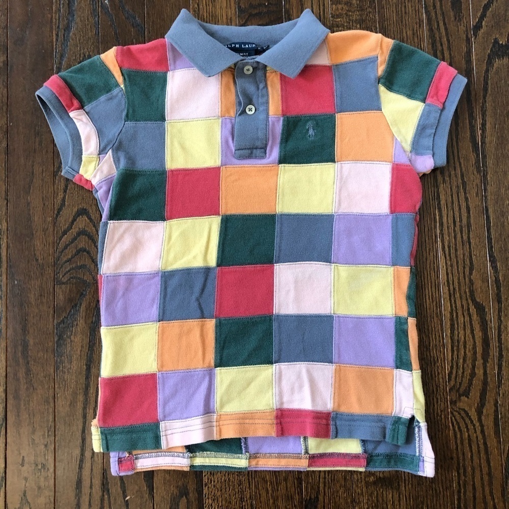 Ralph Lauren Women’ XS Vintage Multi-Color Patchwork Slim Fit Polo Shirt - GUC! - Picture 2 of 12
